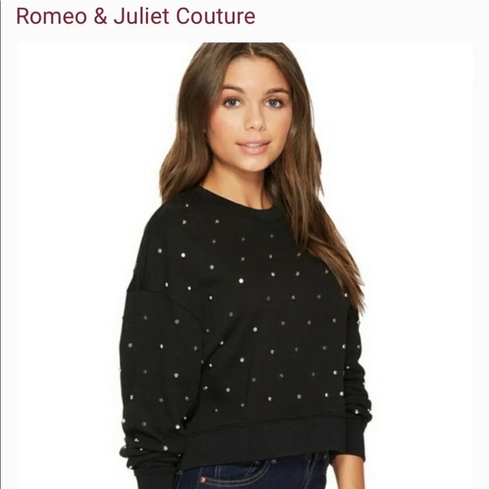 Black crop sweater with silver studs